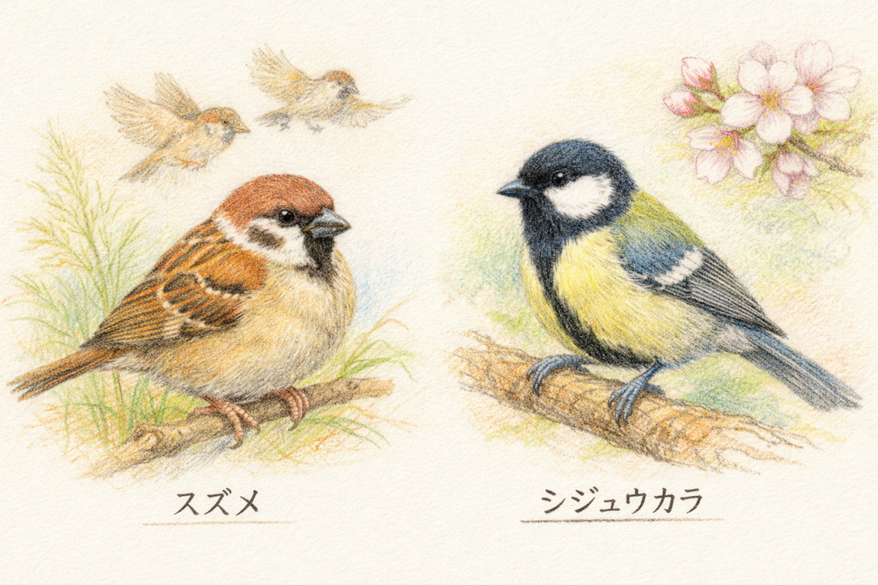 スズメとシジュウカラの違いと見分け方