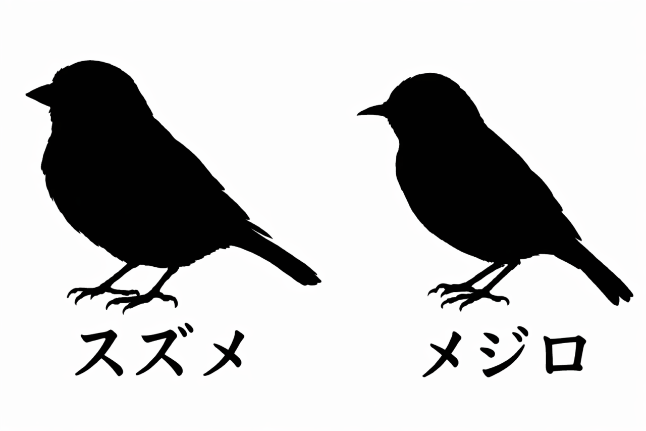 スズメとメジロの違いと見分け方　体型・大きさの違い