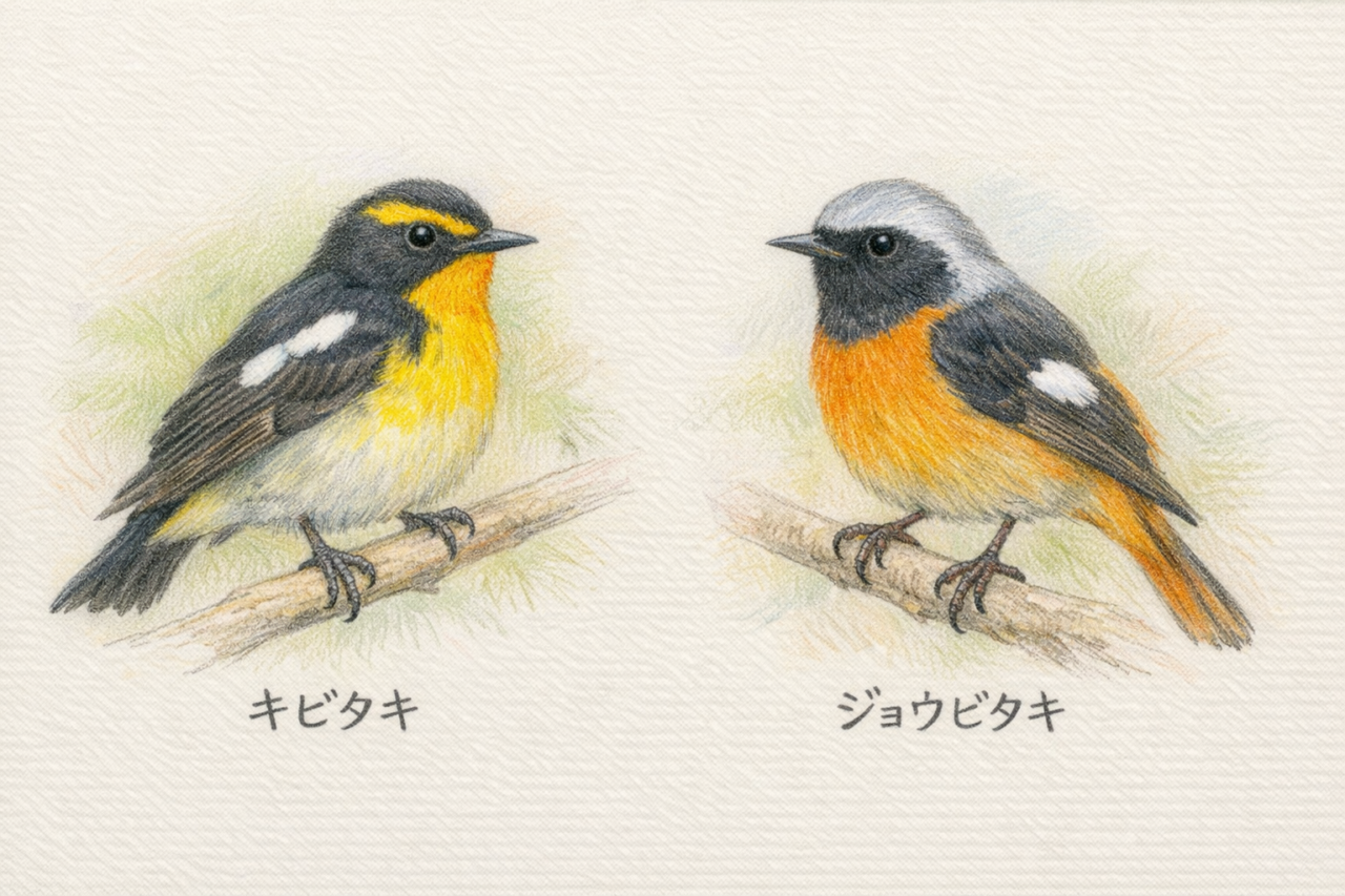 キビタキとジョウビタキの違いと見分け方 結論