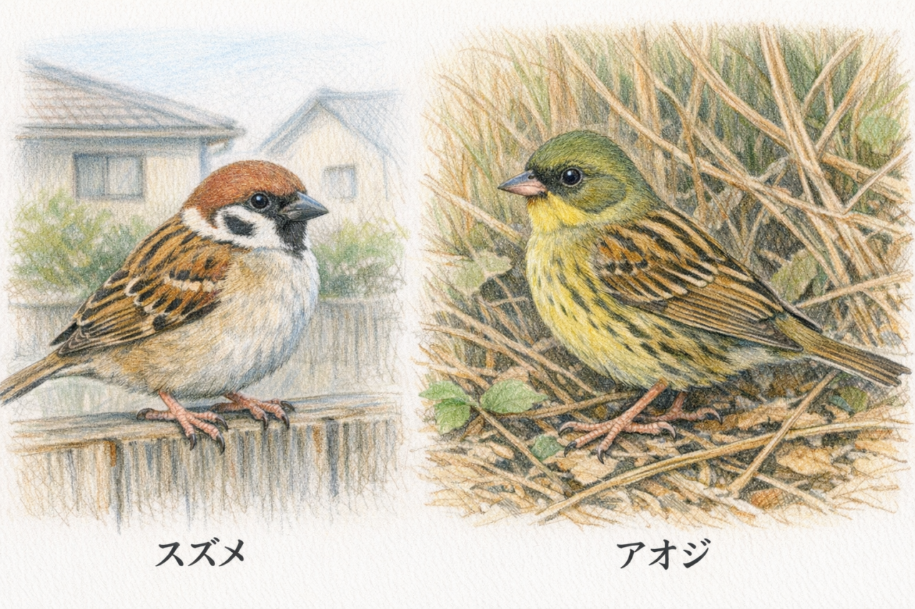 スズメとアオジの違いと見分け方 生息環境の違い