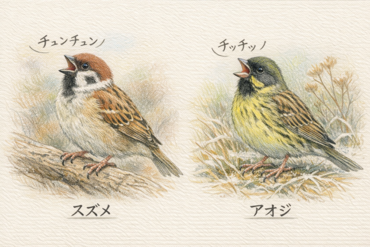 スズメとアオジの違いと見分け方 鳴き声の違い