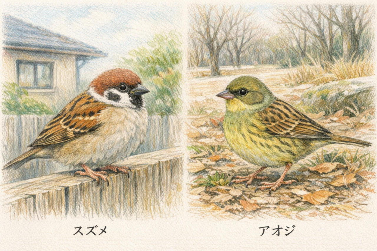 スズメとアオジの違いと見分け方 見られる時期の違い
