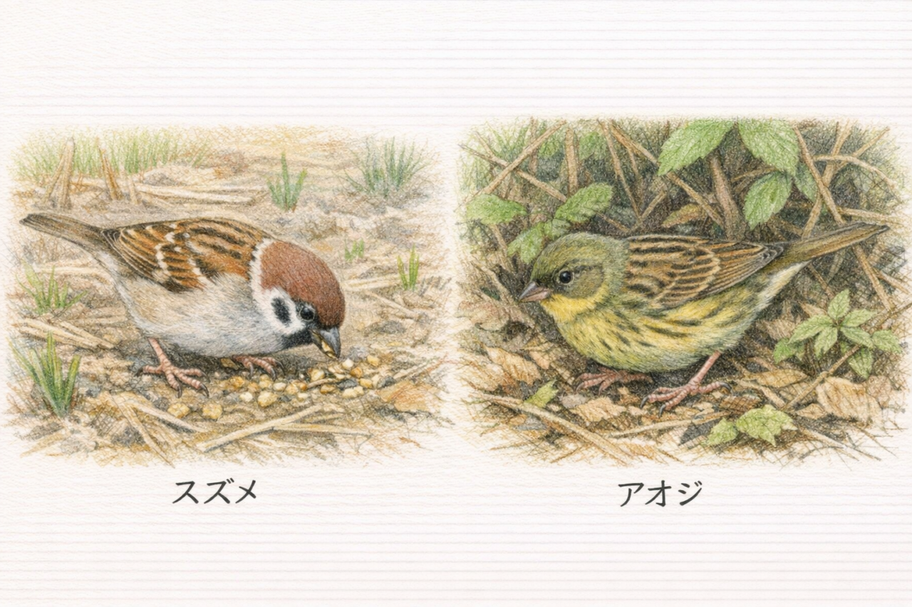 スズメとアオジの違いと見分け方 食性の違い