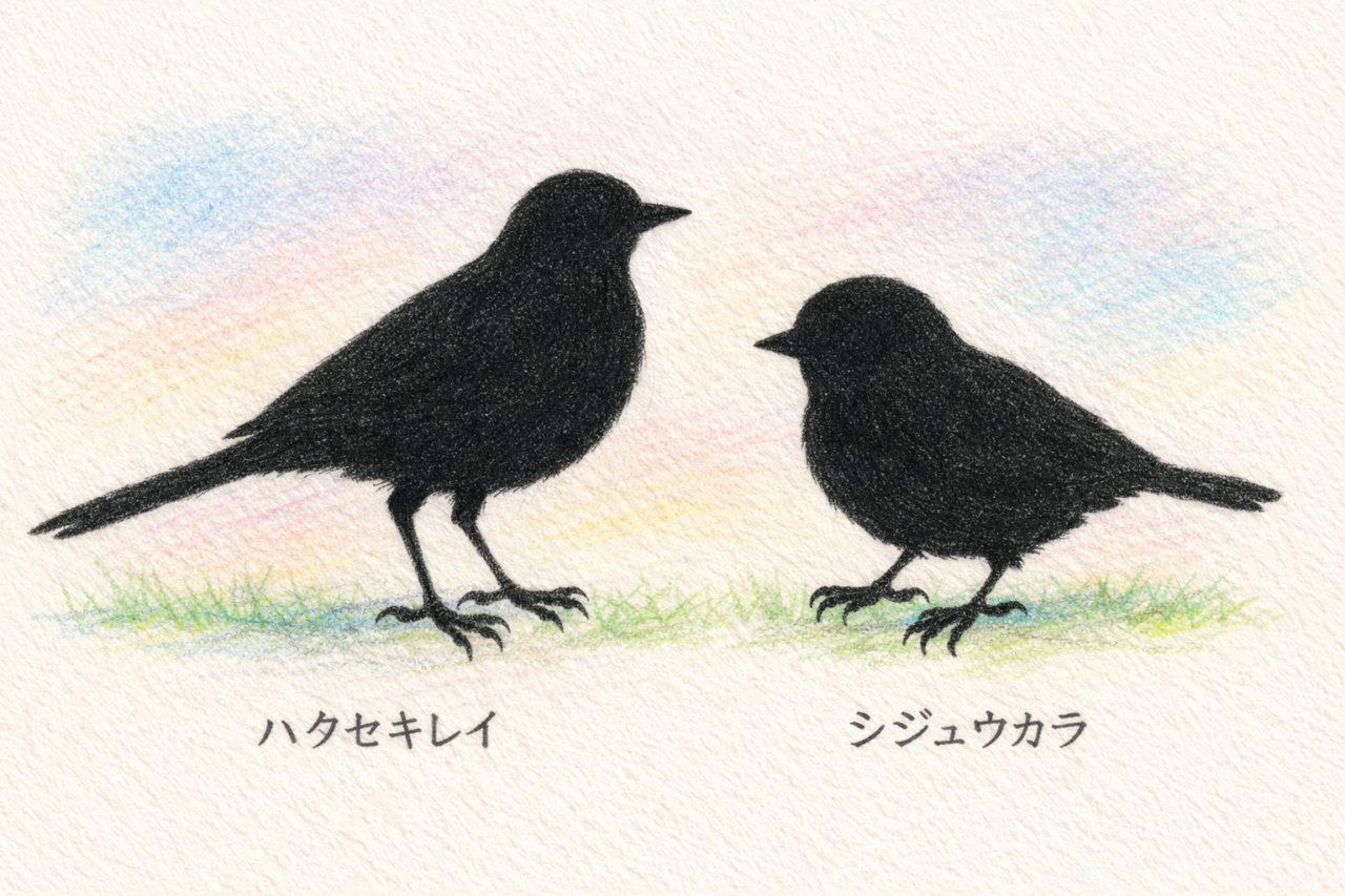ハクセキレイとシジュウカラの違いと見分け方　大きさ・体型の違い