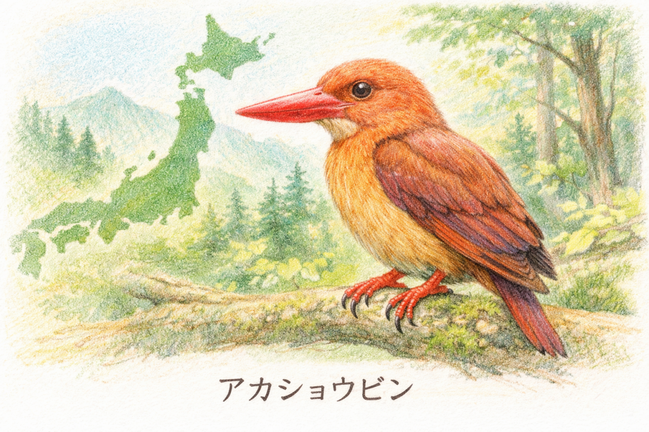 アカショウビン　日本の生息地