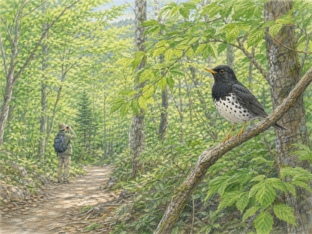 クロツグミの観察時のマナー