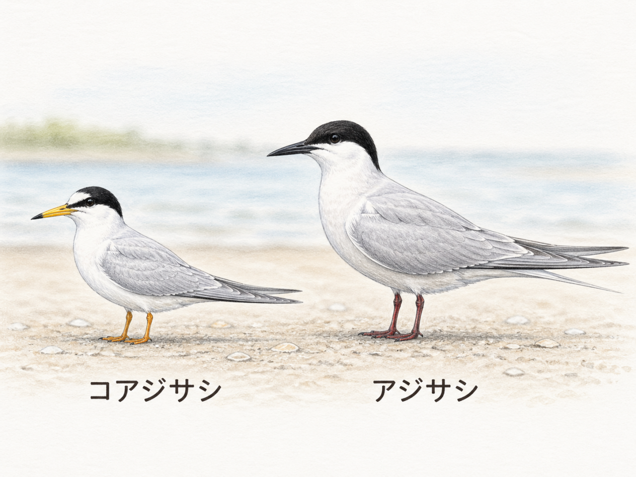 コアジサシと似ている鳥の見分け方