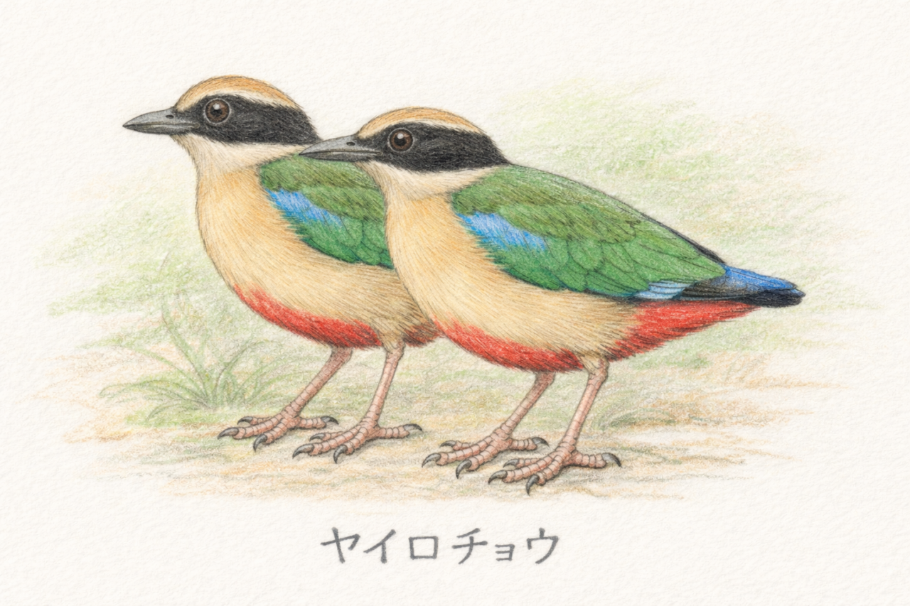 ヤイロチョウ　オスとメス