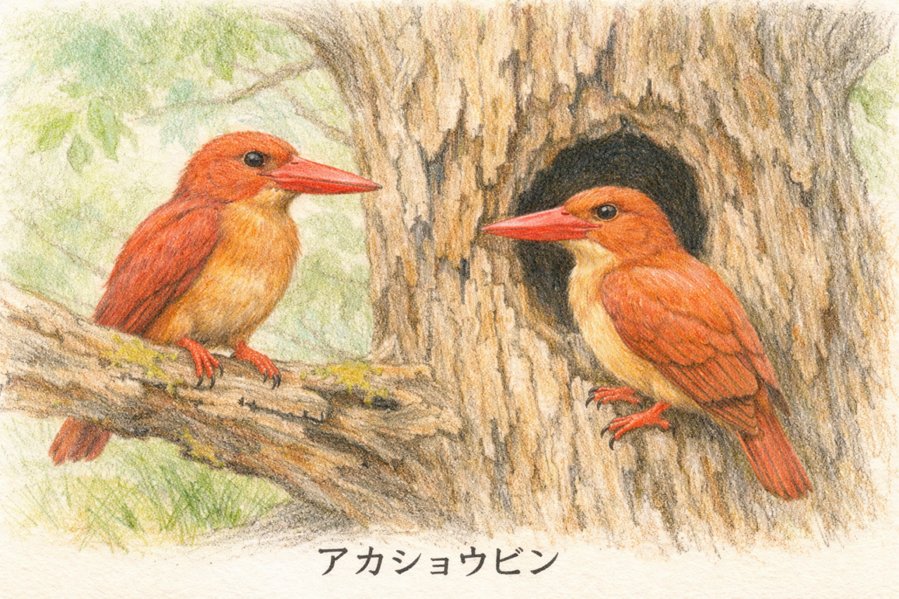 アカショウビン　巣と繁殖