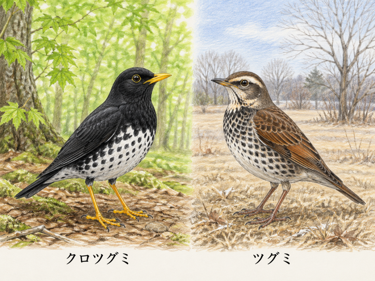 クロツグミとツグミの違い