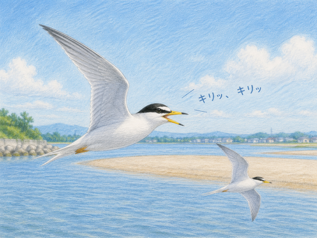 コアジサシの鳴き声