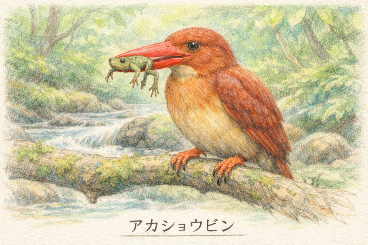 アカショウビン　何を食べる