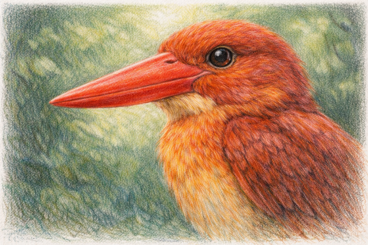 アカショウビン　顔の特徴