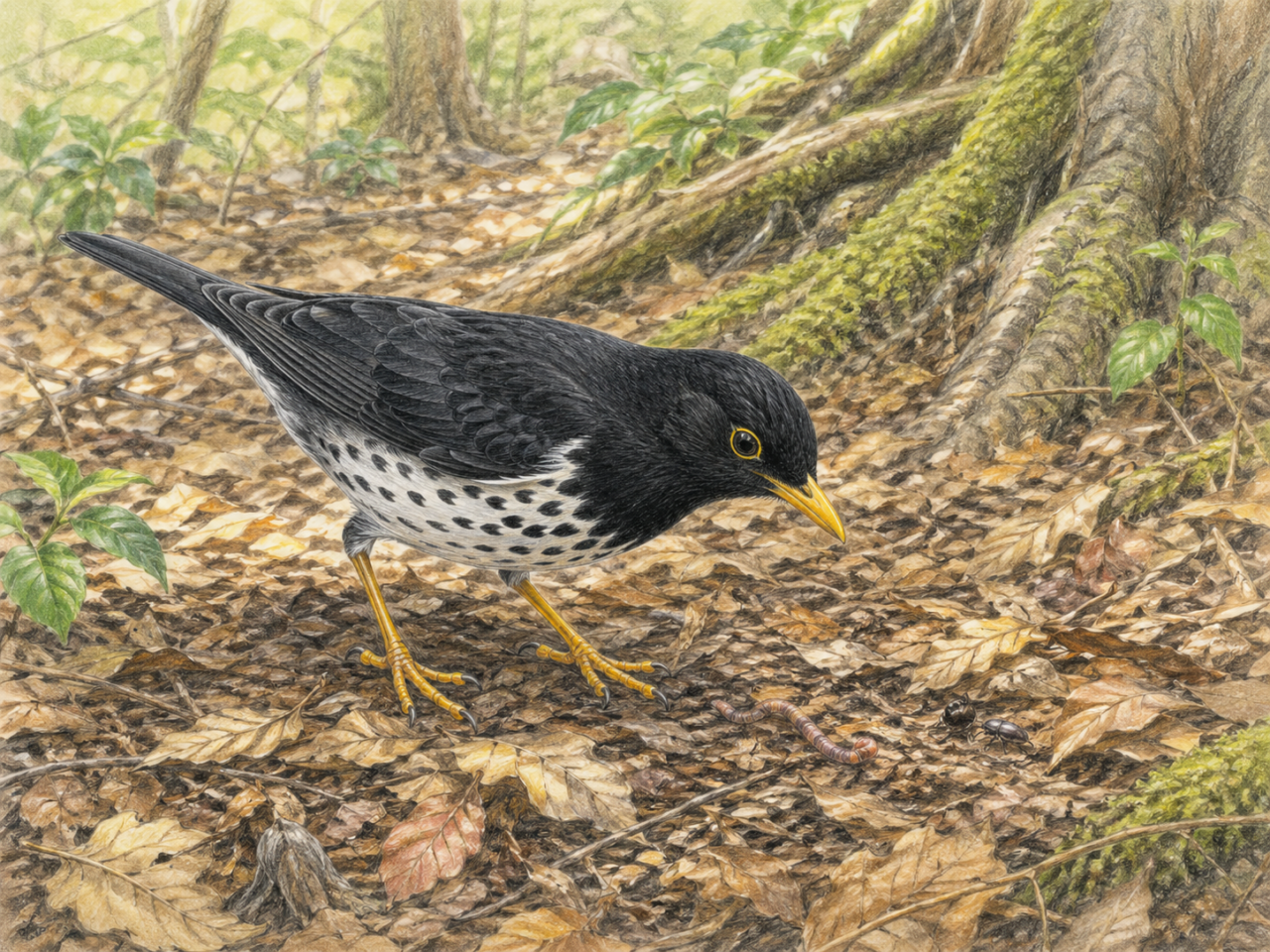 クロツグミの食べ物