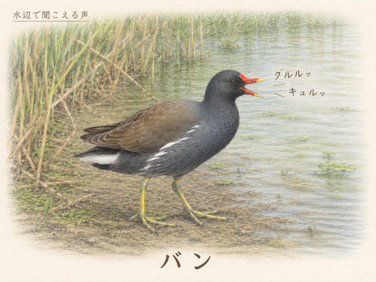 バンの鳴き声｜「クルルッ」「キュルルッ」と聞こえる大きな声