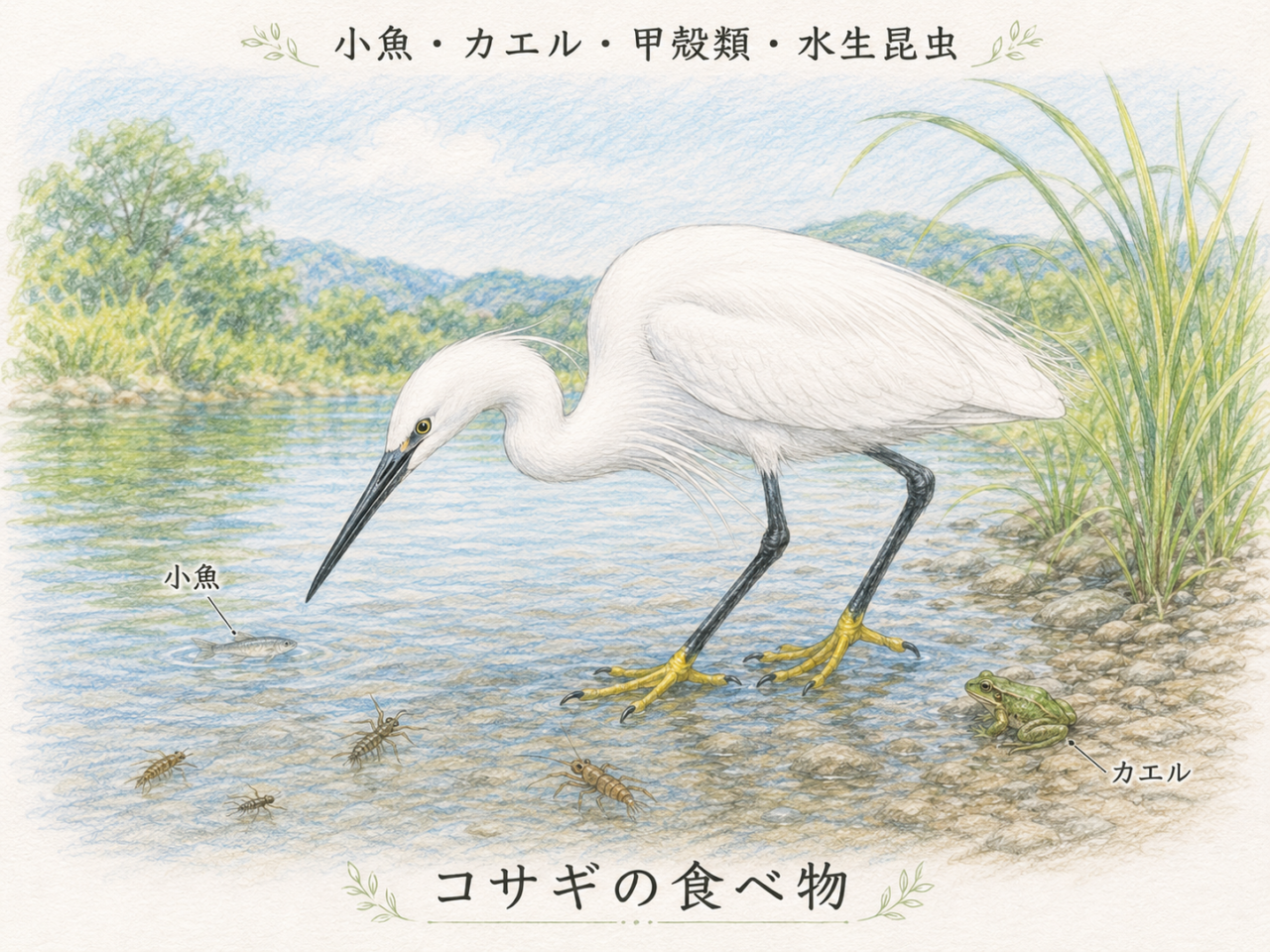コサギの食べ物|何を食べている?