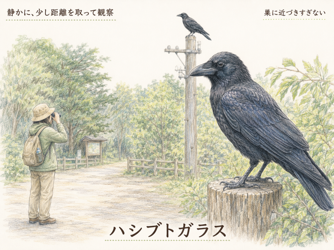 ハシブトガラスを観察するときのポイント