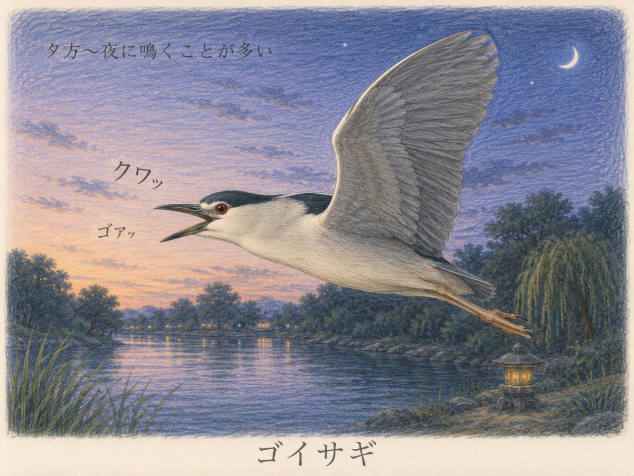 ゴイサギの鳴き声