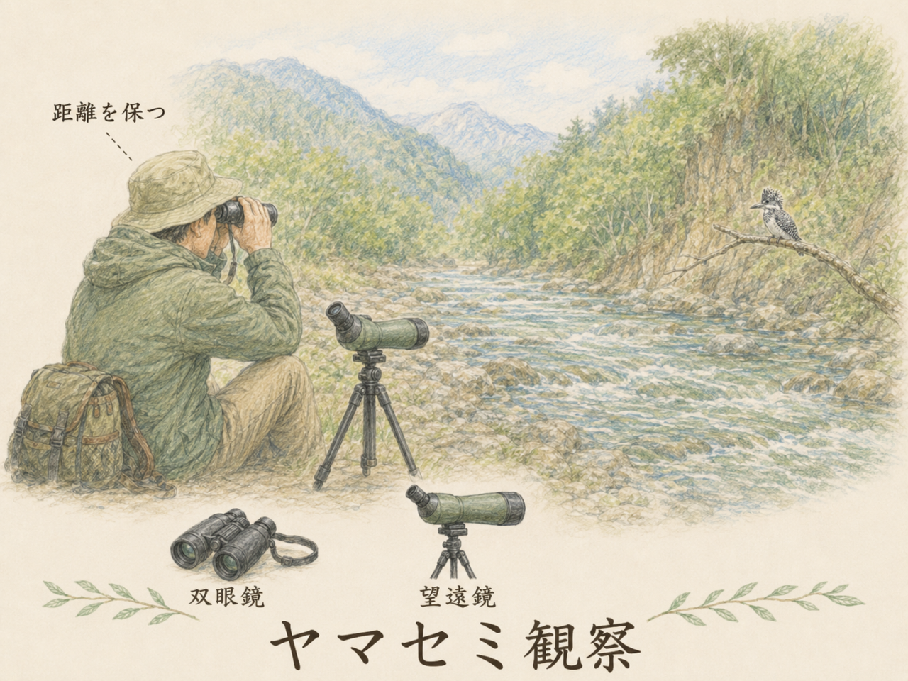ヤマセミ観察に必要な道具
