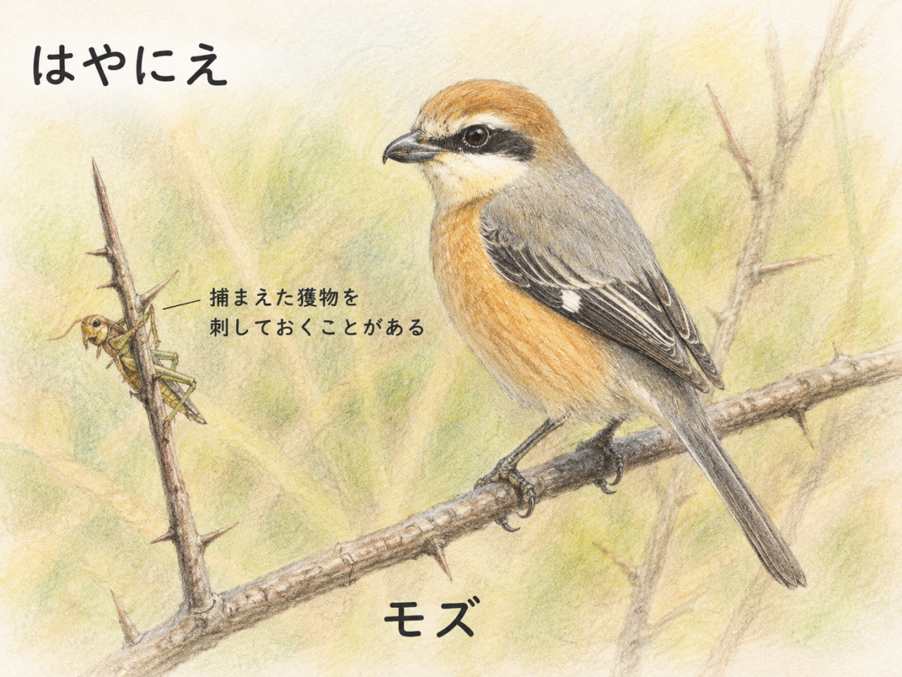 モズのはやにえとは?なぜ獲物を刺すのか