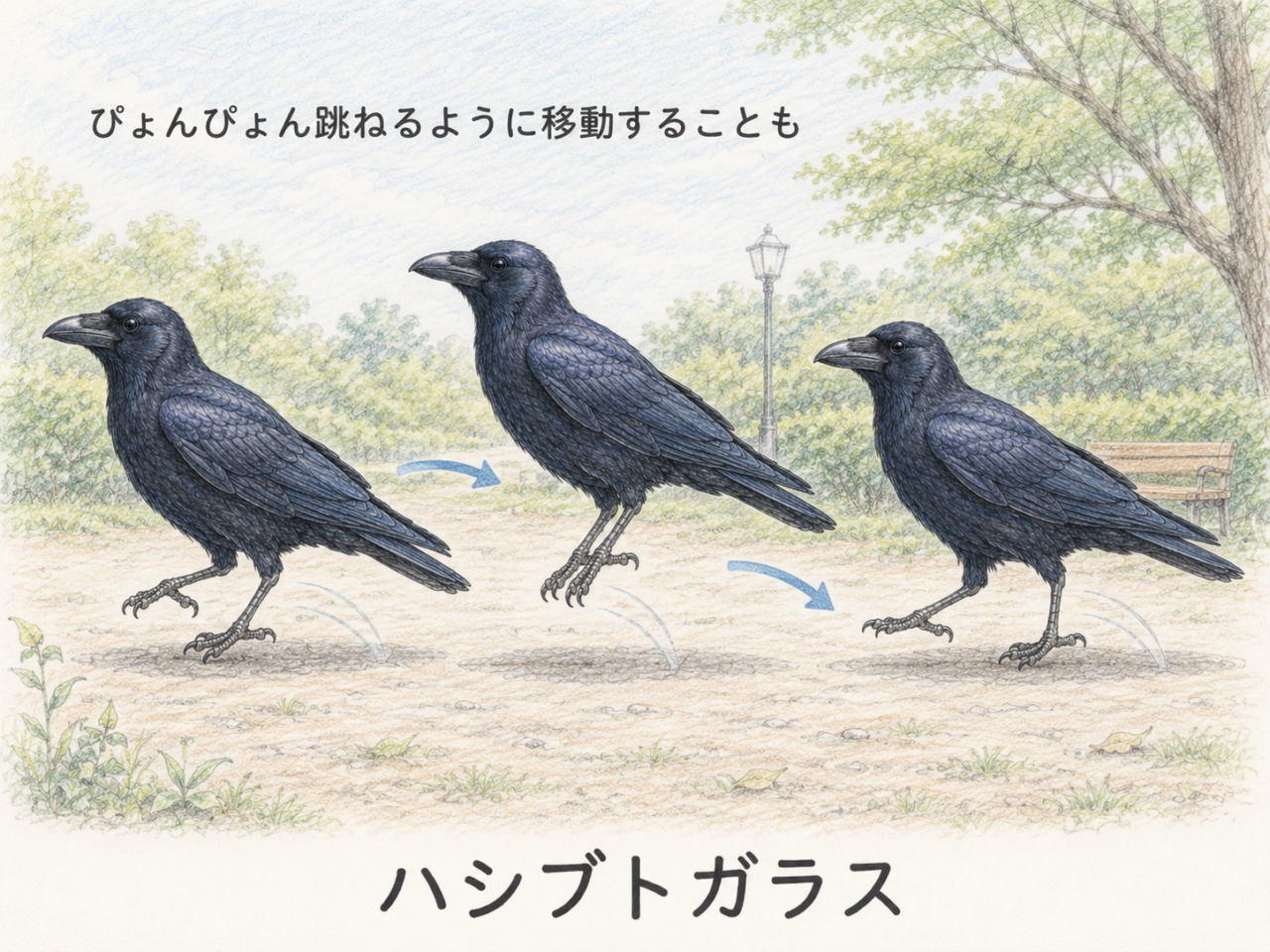 ハシブトガラスの歩き方