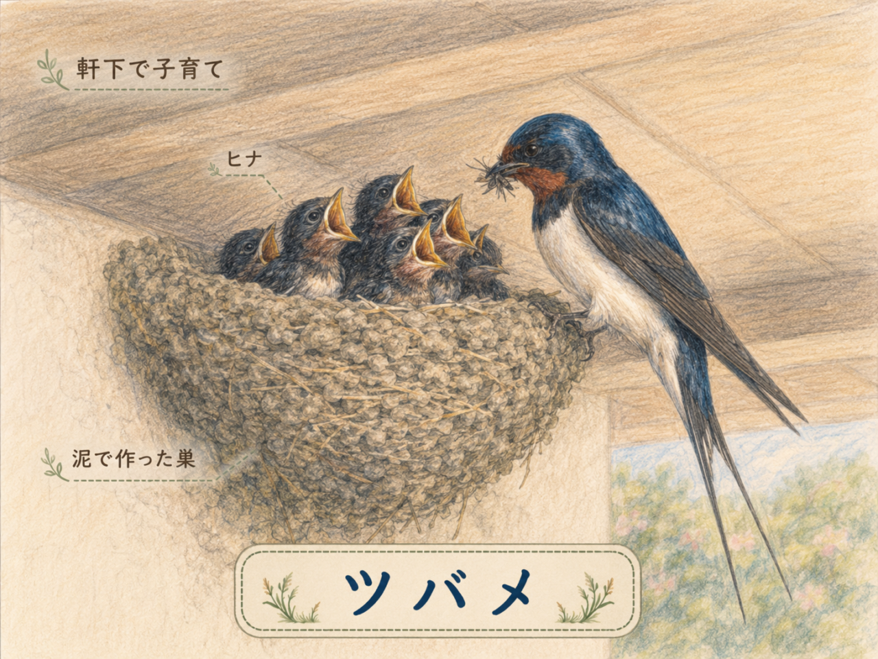 ツバメの巣と子育て