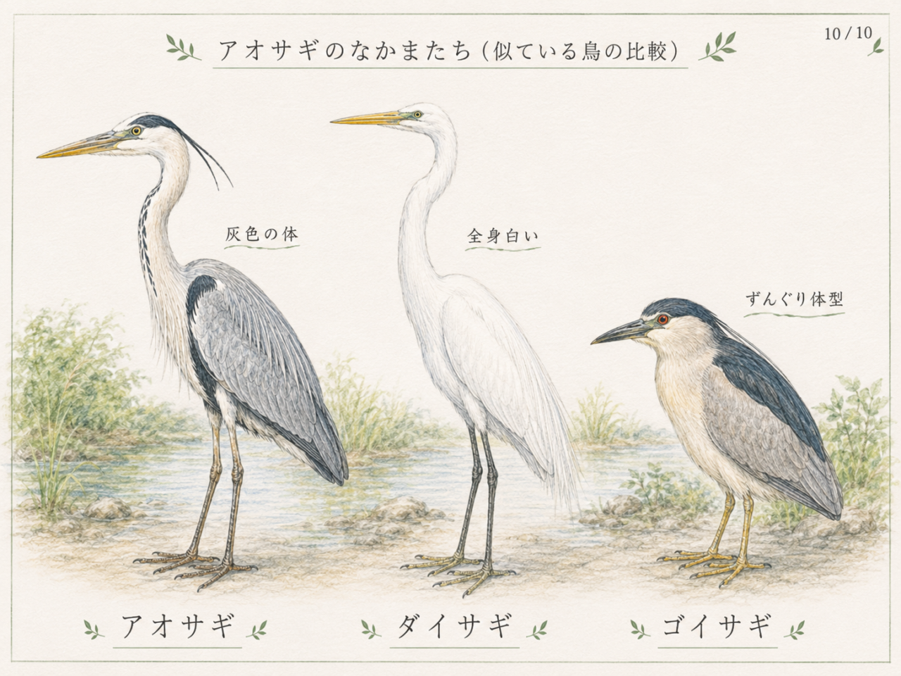アオサギと似ている鳥との違い