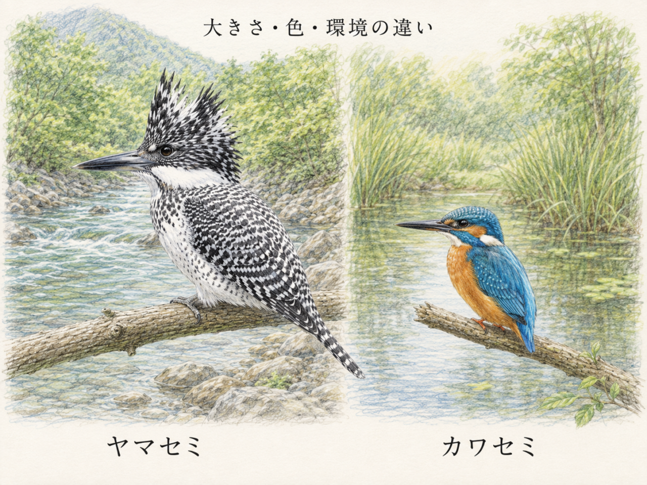 ヤマセミとカワセミの違い