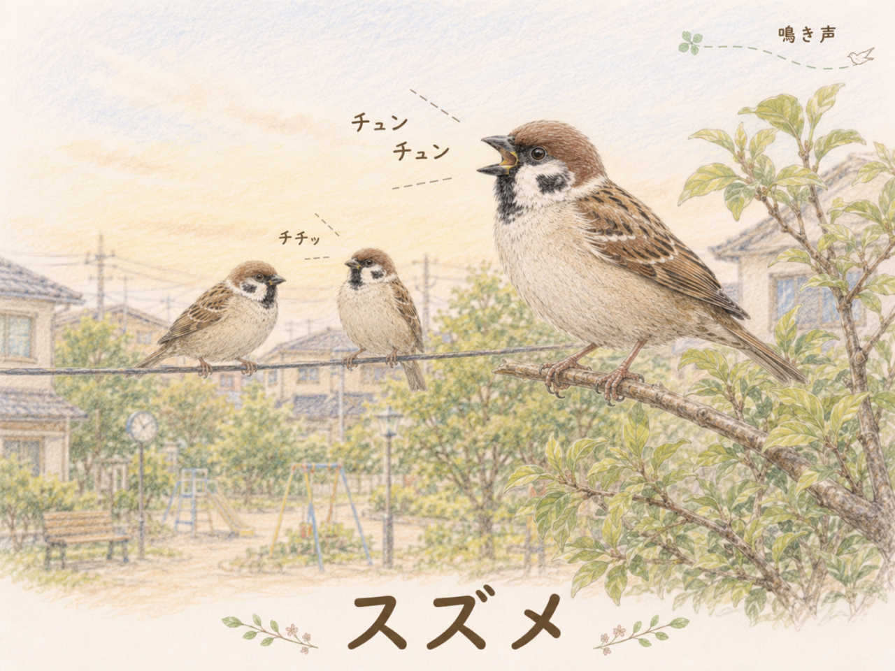 スズメの鳴き声｜「チュンチュン」だけではない