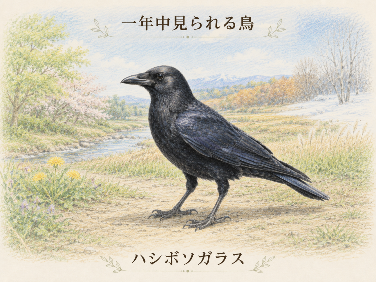 ハシボソガラスが見られる季節