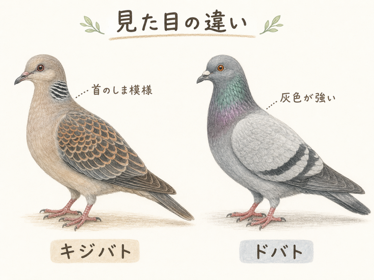 キジバトとドバトの違い