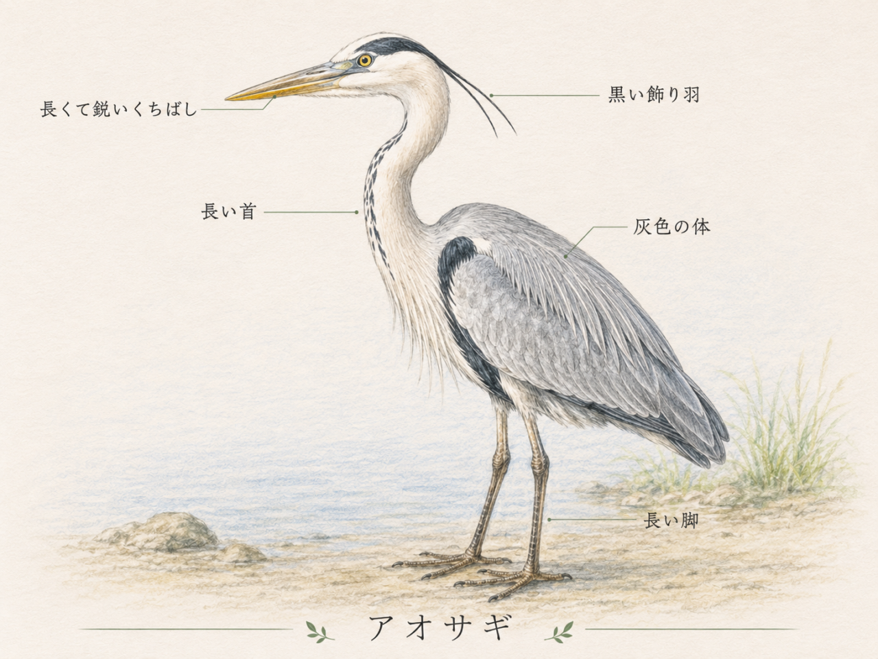 アオサギの特徴｜初心者が見るべき識別ポイント