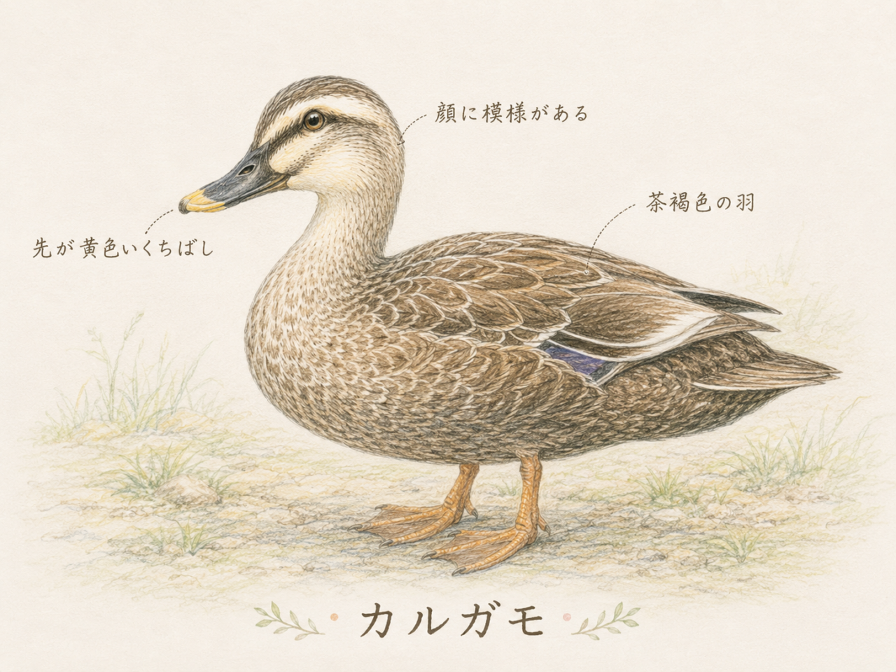 カルガモの特徴|初心者が見るべき識別ポイント