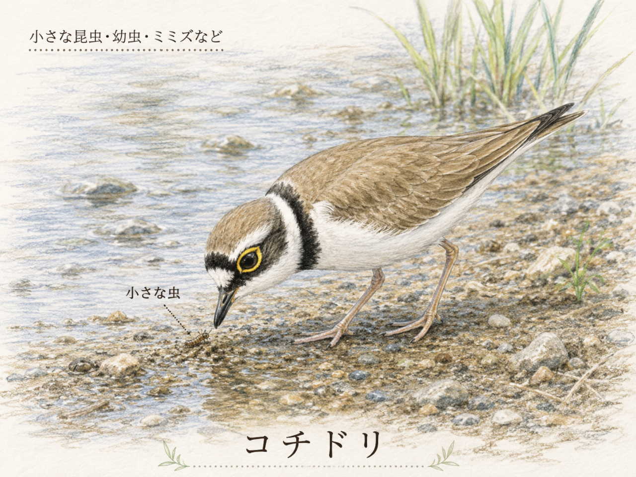 コチドリの食べ物｜水辺や泥地の小さな虫を食べる