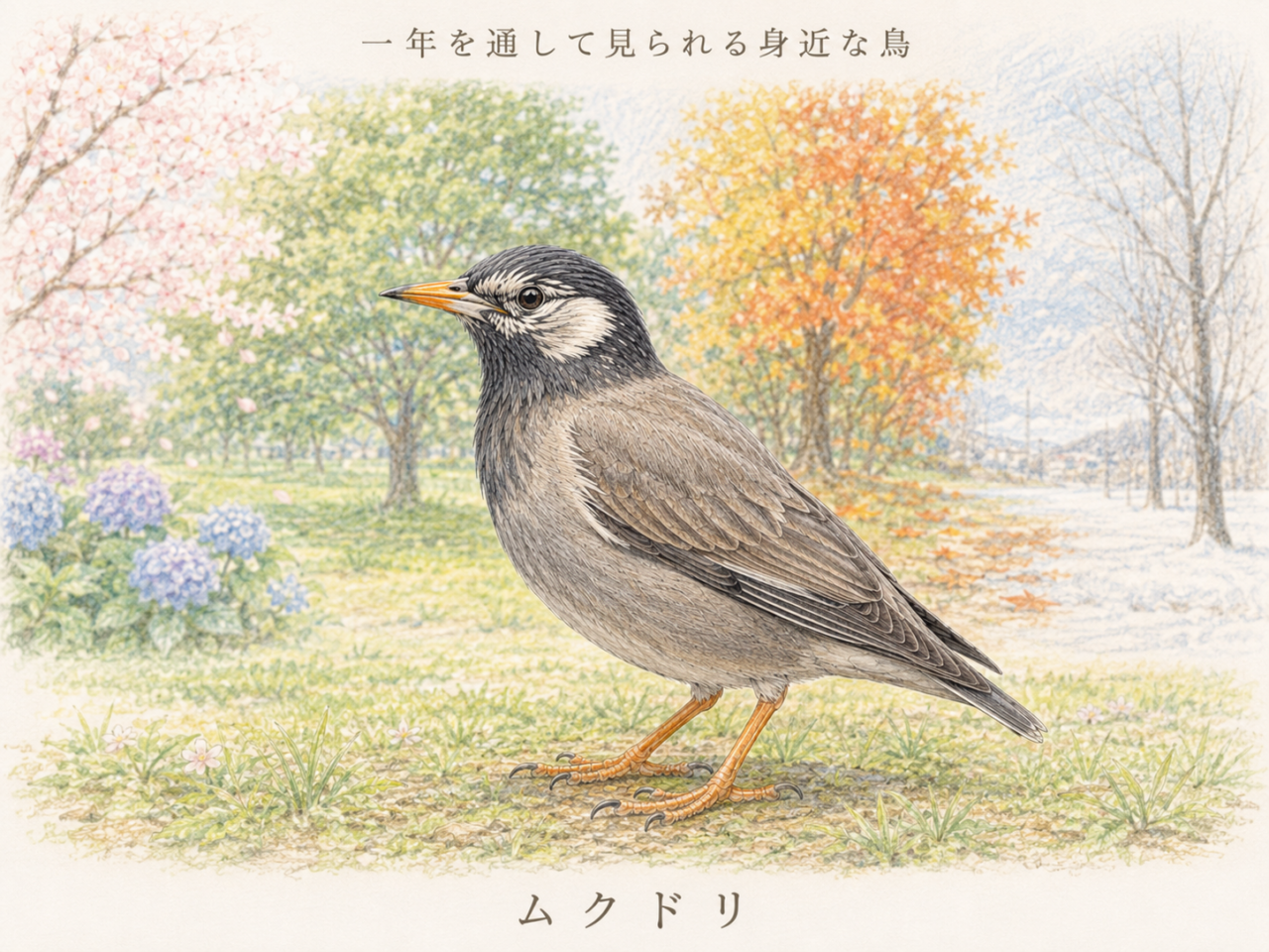 ムクドリが見られる季節:一年中見られる地域が多い