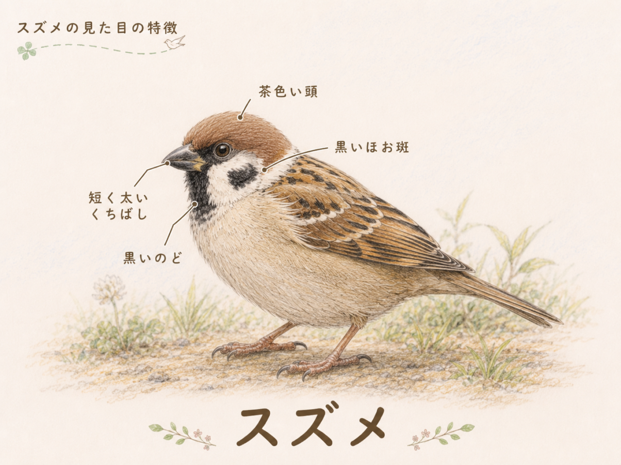 スズメの見た目の特徴