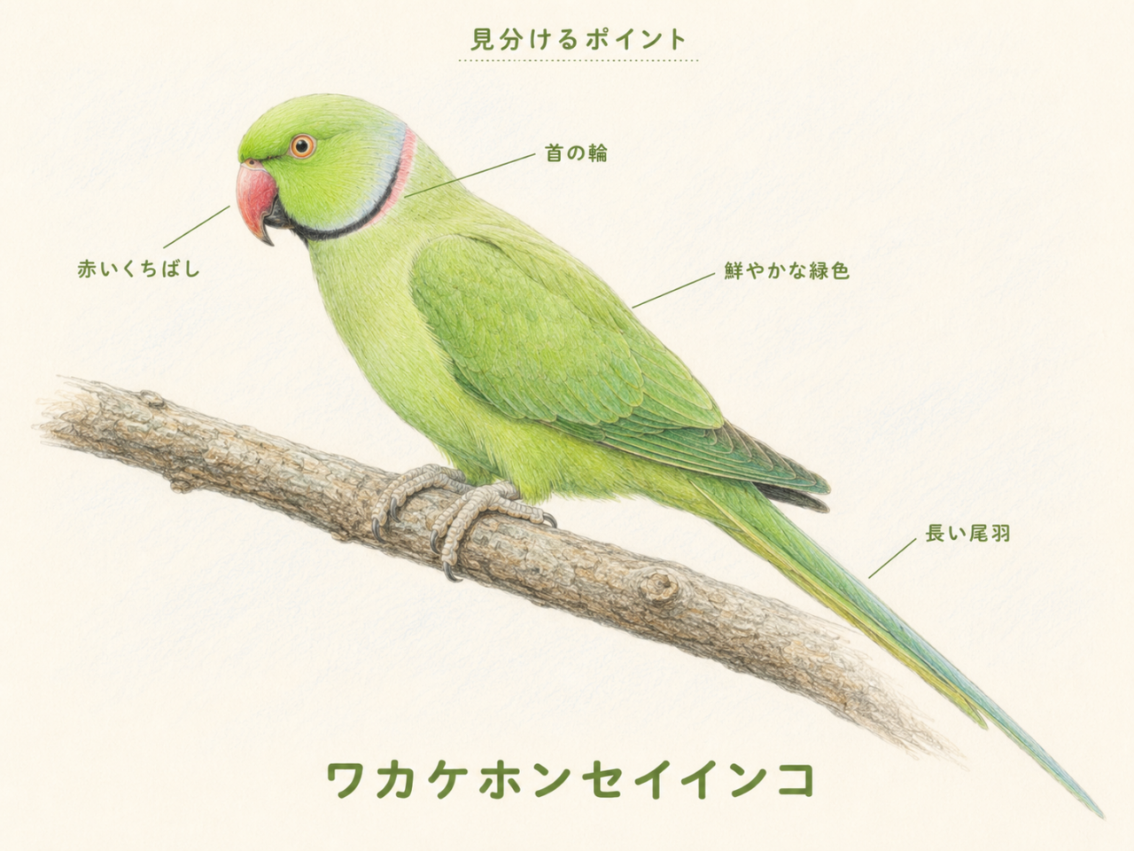 ワカケホンセイインコの見た目の特徴