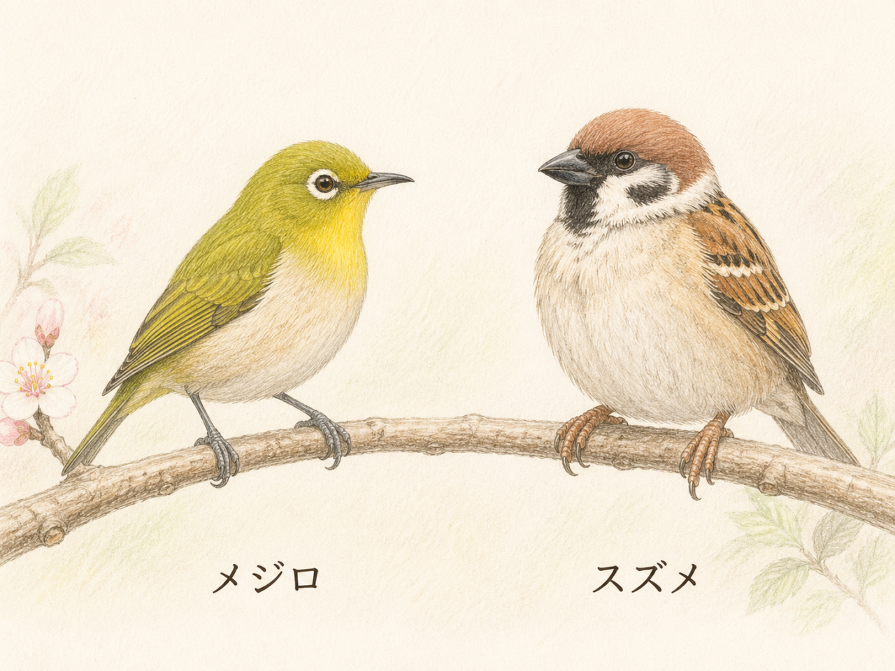 メジロの大きさ｜スズメより小さく、軽やかに動く小鳥