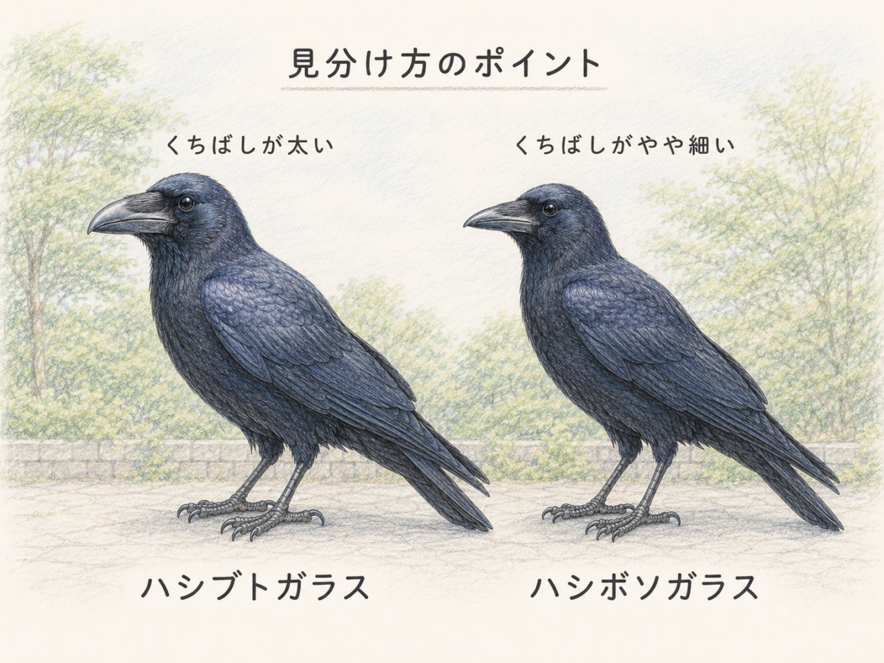 ハシボソガラスとの違い