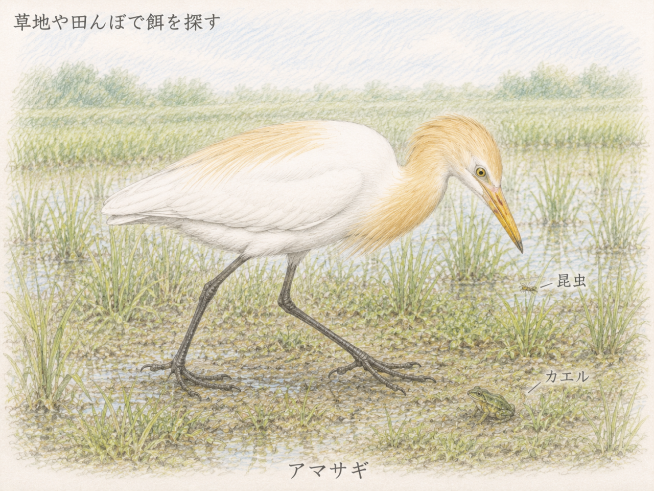 アマサギの食べ物