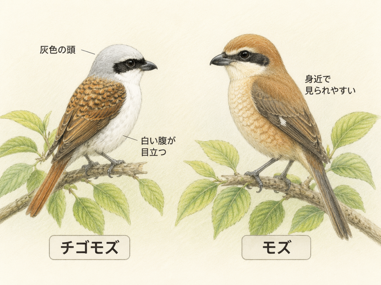 チゴモズと普通のモズの違い