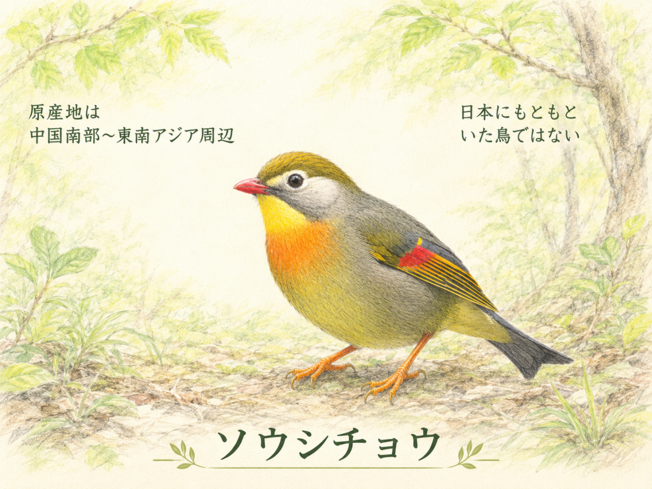 ソウシチョウの原産地|どこから来た鳥?
