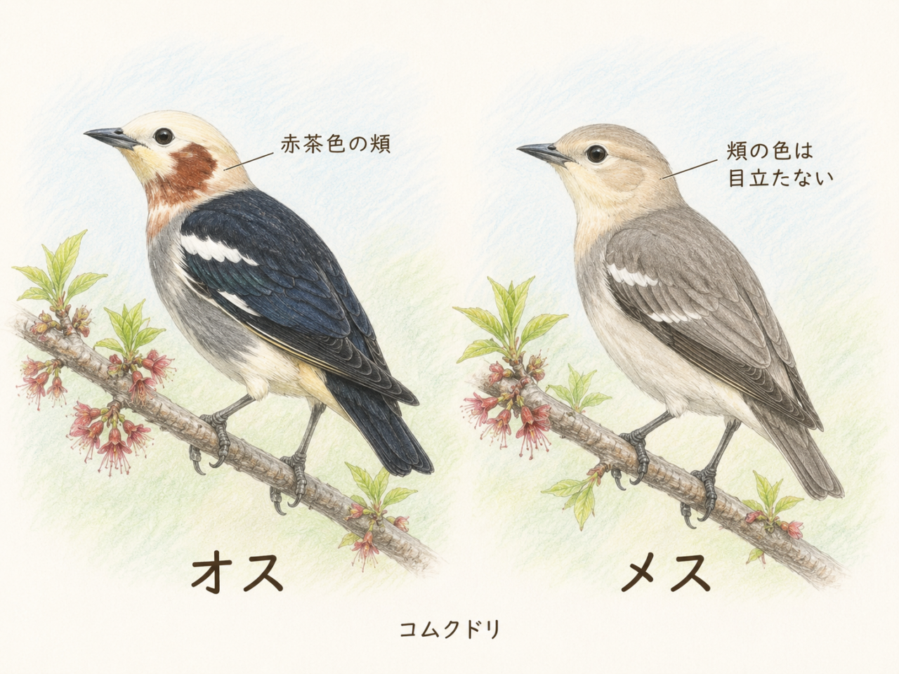 コムクドリのオスとメスの違い