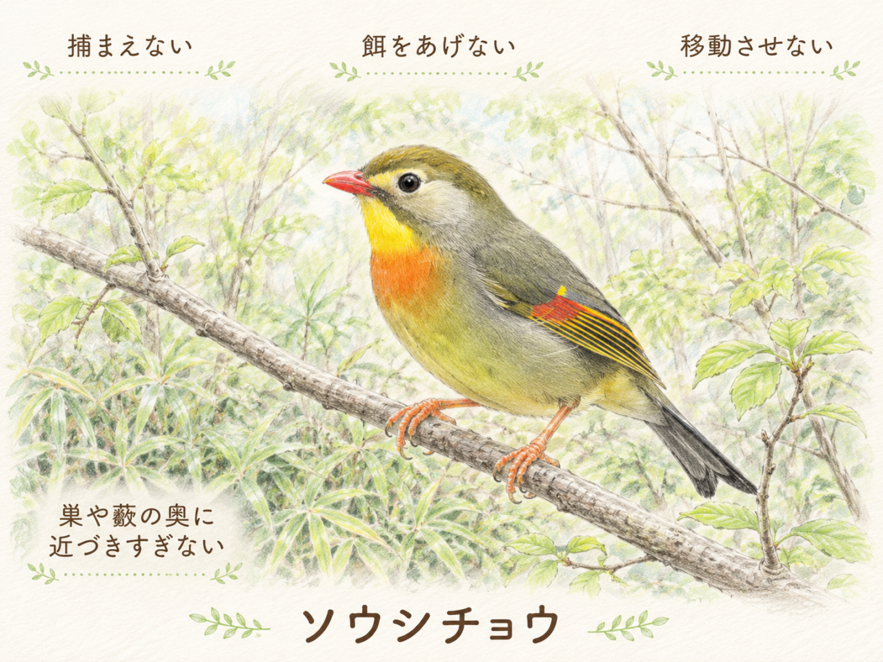 ソウシチョウを見つけたときにしてはいけないこと