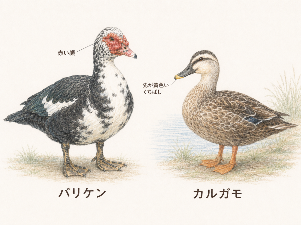 バリケンとカルガモの違い
