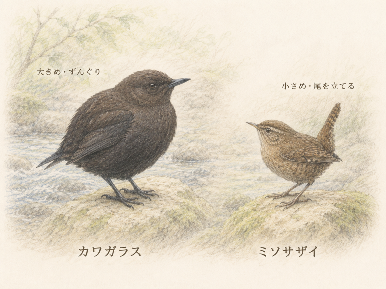 カワガラスと似ている鳥との違い