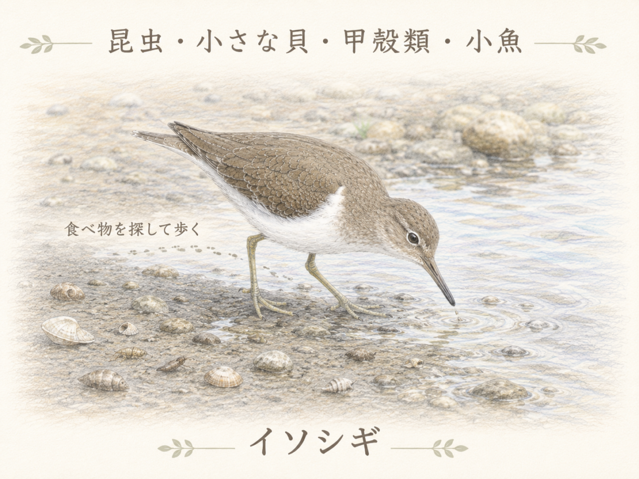 イソシギの食べ物|水辺で何を食べている?