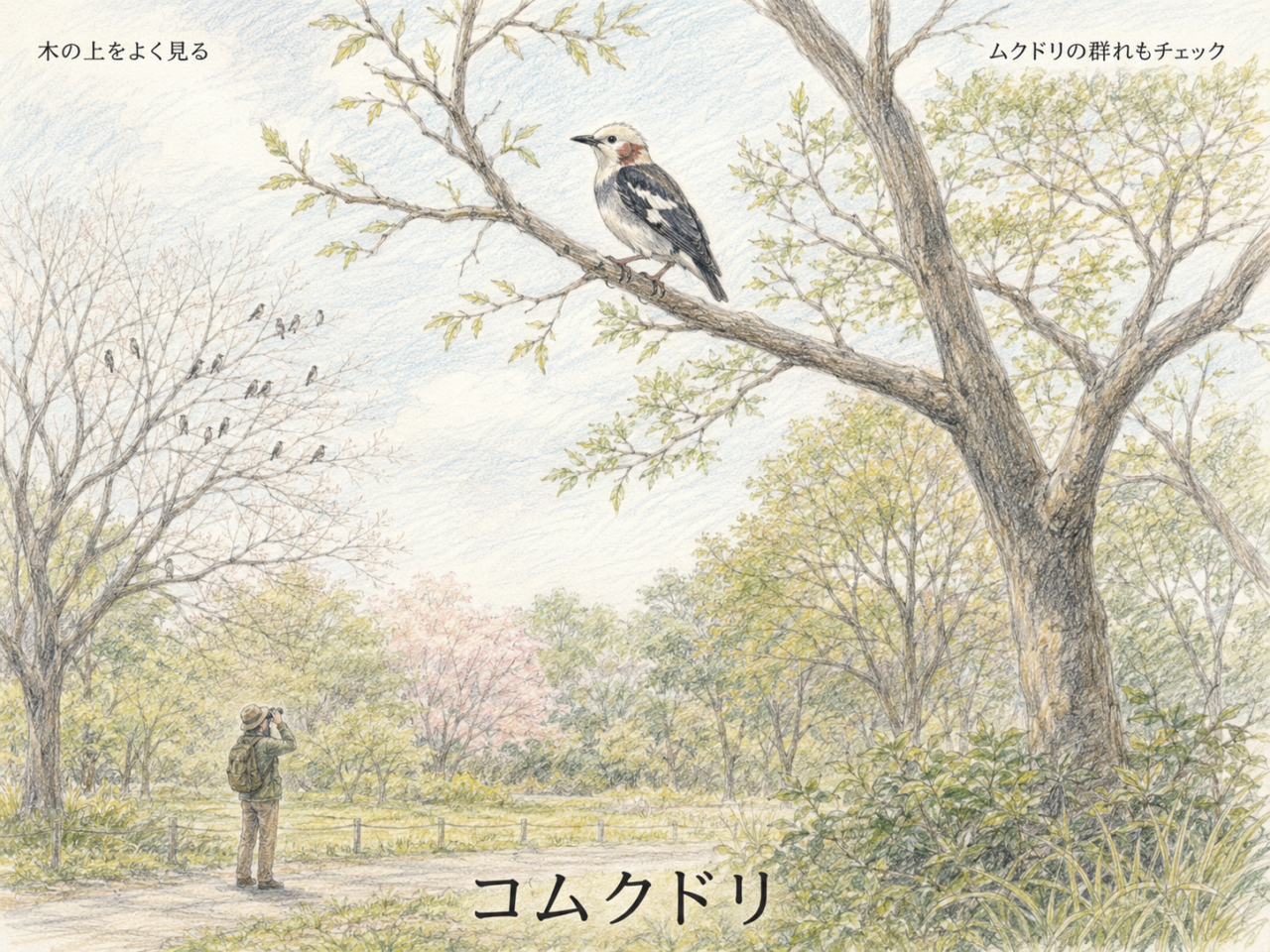 初心者向け・コムクドリの探し方