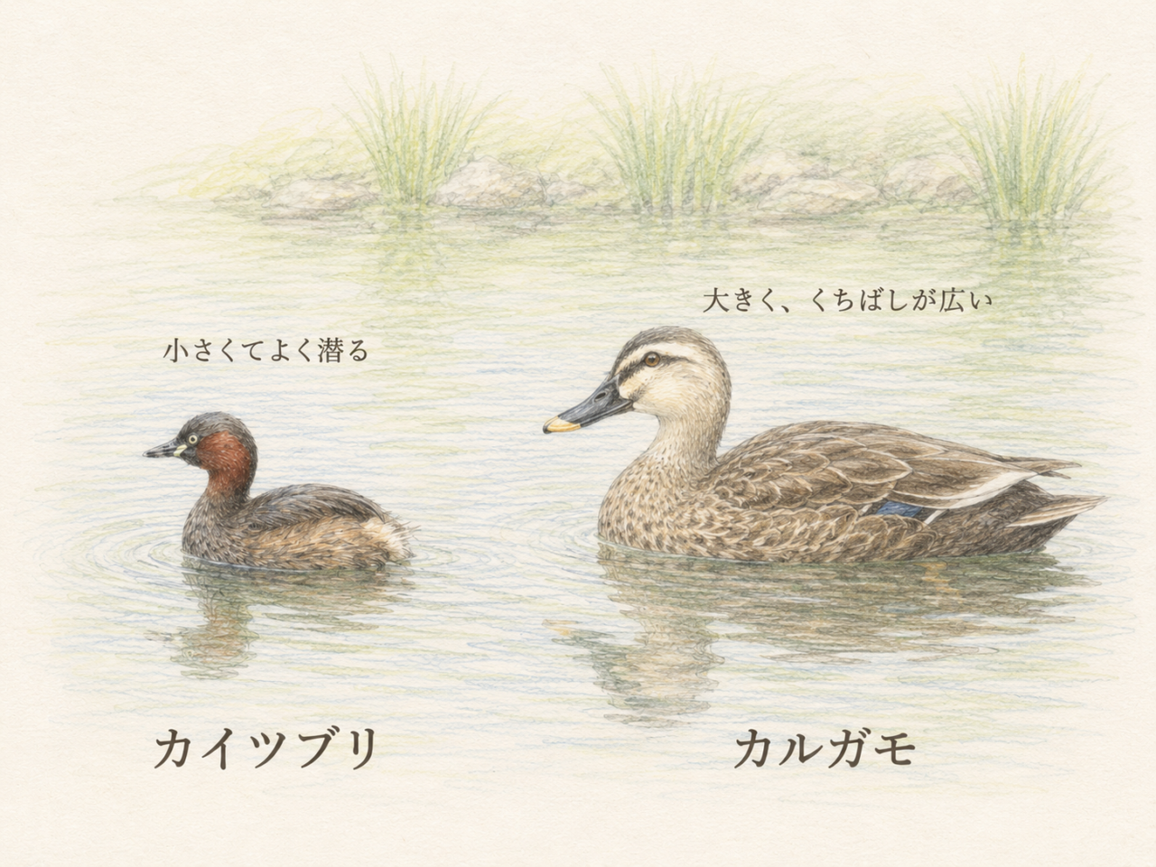 カイツブリと似ている鳥との違い