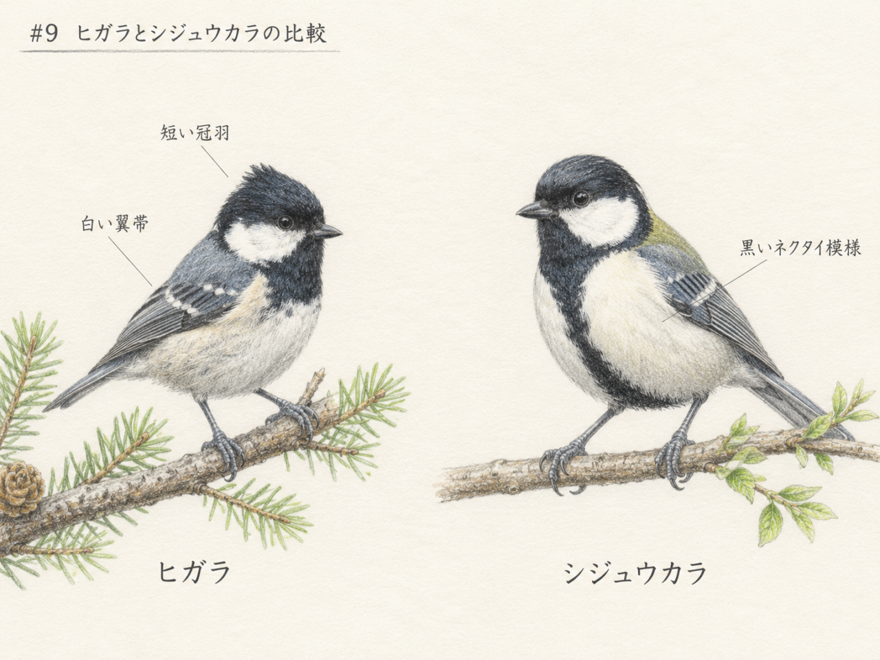 ヒガラとシジュウカラの違い